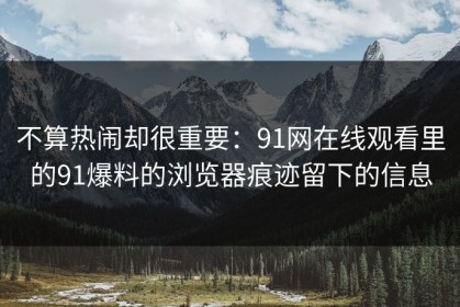 不算热闹却很重要：91网在线观看里的91爆料的浏览器痕迹留下的信息